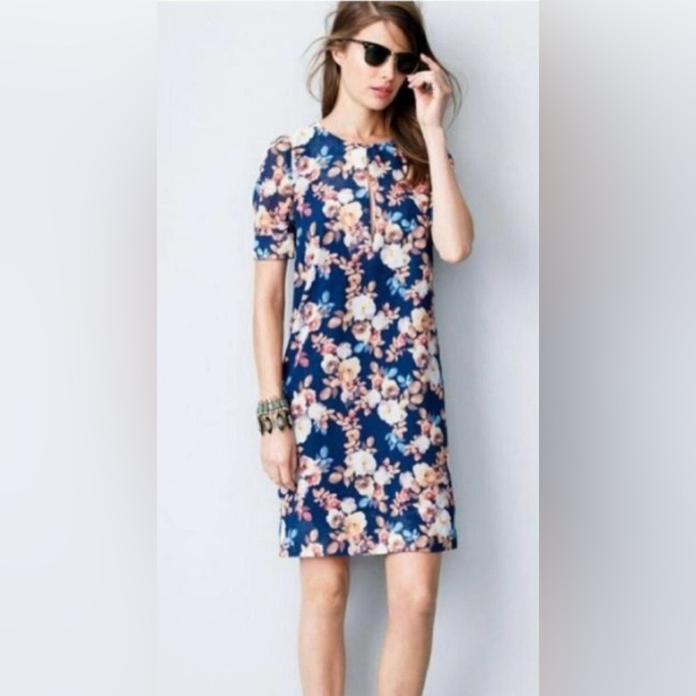 J. Crew Floral Shift 100% Silk Dress, Size 0.